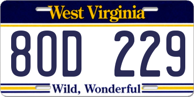 WV license plate 8OD229