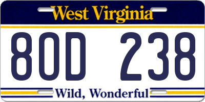 WV license plate 8OD238