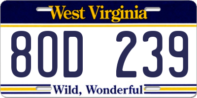 WV license plate 8OD239