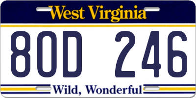 WV license plate 8OD246