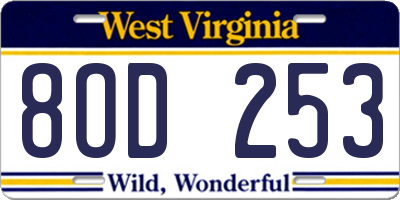 WV license plate 8OD253