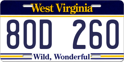 WV license plate 8OD260
