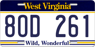 WV license plate 8OD261