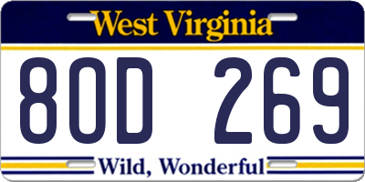 WV license plate 8OD269