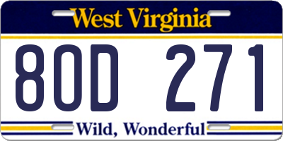 WV license plate 8OD271