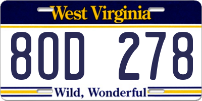 WV license plate 8OD278