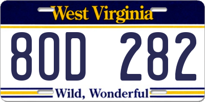 WV license plate 8OD282