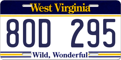 WV license plate 8OD295