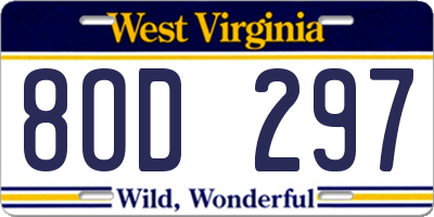 WV license plate 8OD297