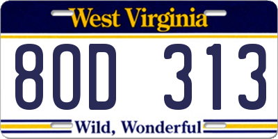 WV license plate 8OD313