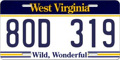 WV license plate 8OD319