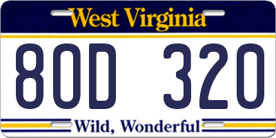 WV license plate 8OD320