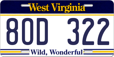 WV license plate 8OD322
