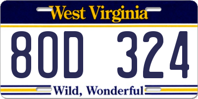 WV license plate 8OD324