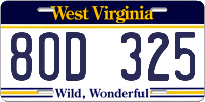 WV license plate 8OD325