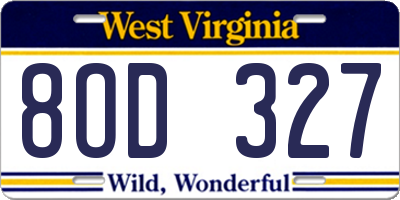 WV license plate 8OD327