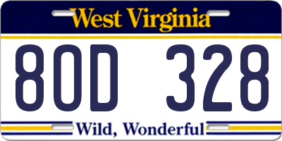 WV license plate 8OD328