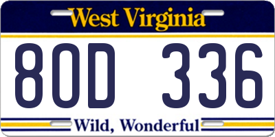 WV license plate 8OD336