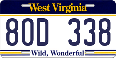 WV license plate 8OD338