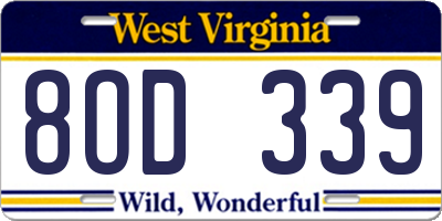 WV license plate 8OD339