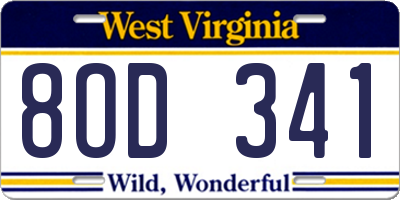 WV license plate 8OD341