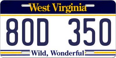 WV license plate 8OD350