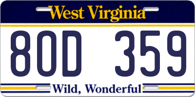 WV license plate 8OD359