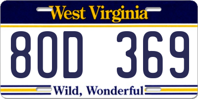 WV license plate 8OD369