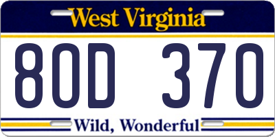 WV license plate 8OD370