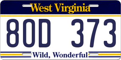 WV license plate 8OD373