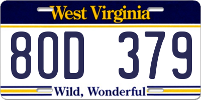 WV license plate 8OD379