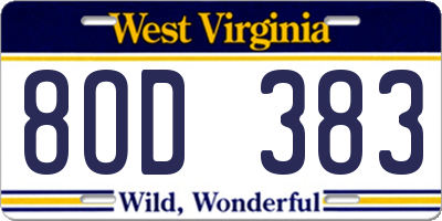 WV license plate 8OD383