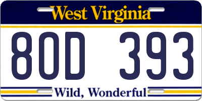 WV license plate 8OD393