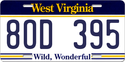 WV license plate 8OD395