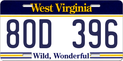 WV license plate 8OD396