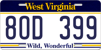 WV license plate 8OD399