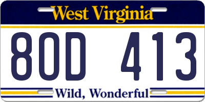 WV license plate 8OD413