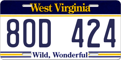 WV license plate 8OD424