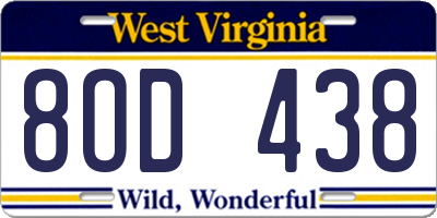 WV license plate 8OD438
