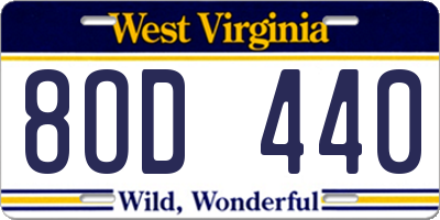 WV license plate 8OD440
