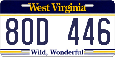 WV license plate 8OD446