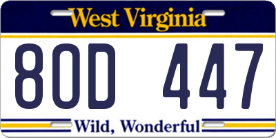 WV license plate 8OD447