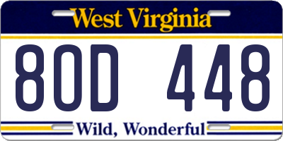 WV license plate 8OD448