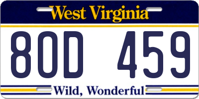 WV license plate 8OD459
