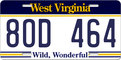 WV license plate 8OD464