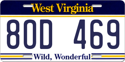 WV license plate 8OD469