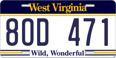 WV license plate 8OD471