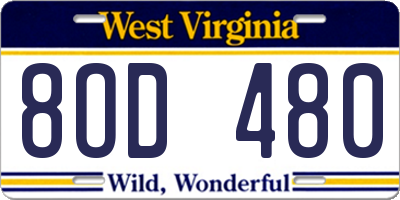 WV license plate 8OD480