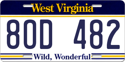 WV license plate 8OD482