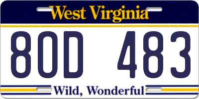 WV license plate 8OD483